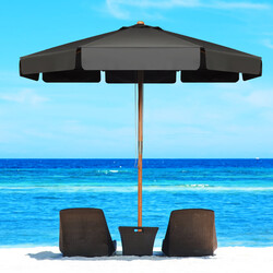 Grå parasoll 3m med justerbar vinkel och UV-skydd