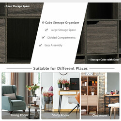 Grå 9-fack förvaringshylla med dörrar och väggmontering