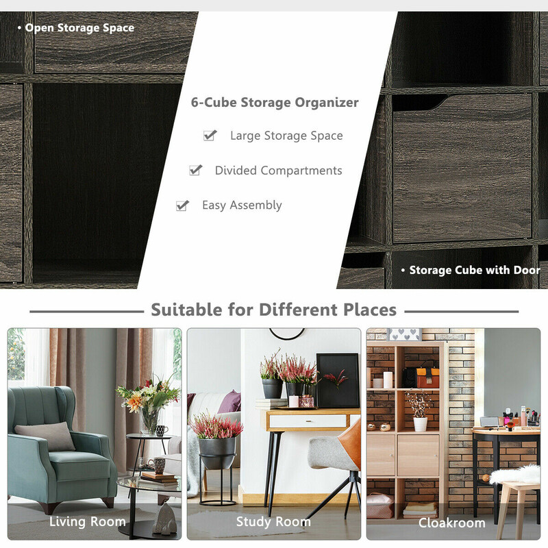 Grå 9-fack förvaringshylla med dörrar och väggmontering