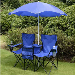 Hopfällbar campingstol med parasoll för två personer
