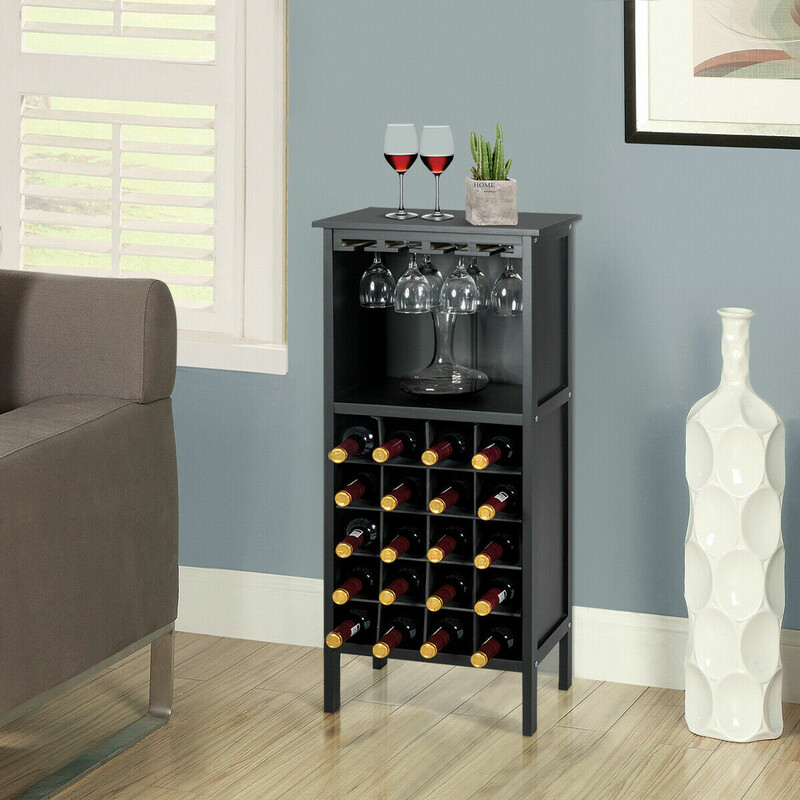 Vinhylla i trä med kolonial stil och svart finish