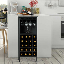 Vinhylla i trä med kolonial stil och svart finish