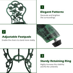 Antik bistroset i rosdesign för balkong och trädgård