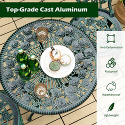 Antik bistroset i rosdesign för balkong och trädgård