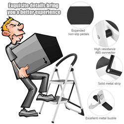 Hopfällbar hushållsstege med 2 steg och 150 kg kapacitet