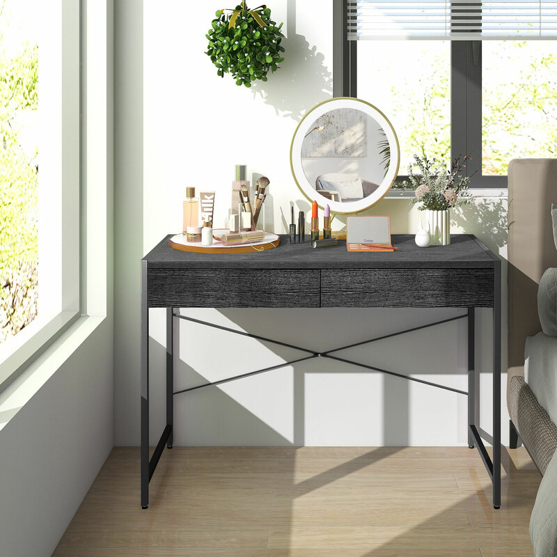 Skrivbord med två lådor i svart för hem och kontor