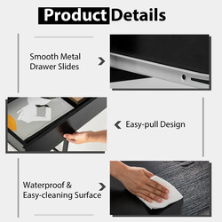 Skrivbord med två lådor i svart för hem och kontor