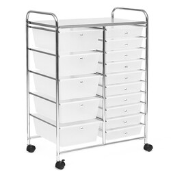 Förvaringsvagn med 15 lådor och svängbara hjul