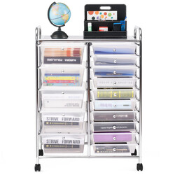 Förvaringsvagn med 15 lådor och svängbara hjul