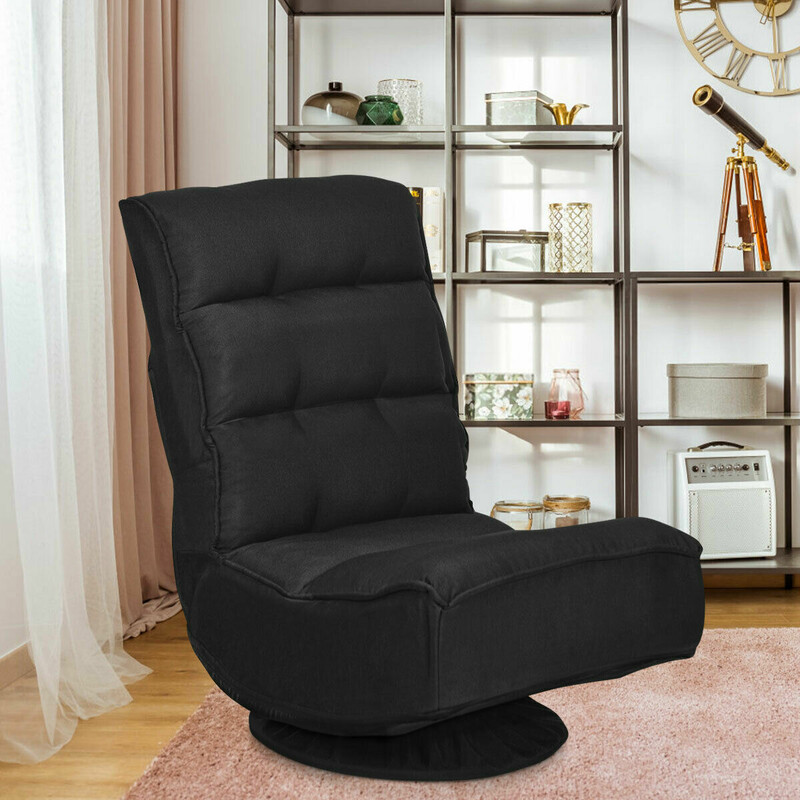 Justerbar och roterbar golvstol med svart tygklädsel