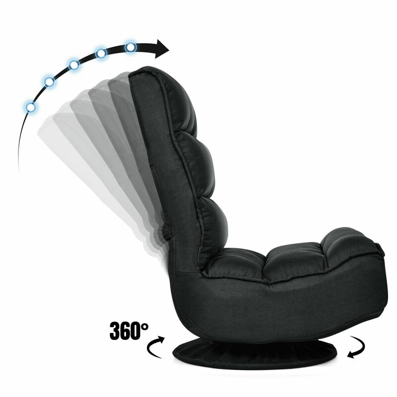 Justerbar och roterbar golvstol med svart tygklädsel