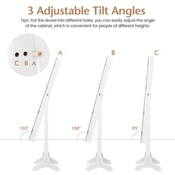 Smyckeskåp med helkroppsspegel och justerbar vinkel vit