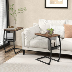 Sidobord med sidoficka i industridesign, C-format soffbord