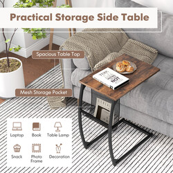 Sidobord med sidoficka i industridesign, C-format soffbord