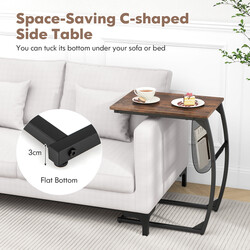Sidobord med sidoficka i industridesign, C-format soffbord