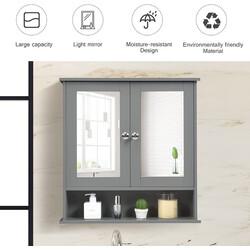 Grå spegelskåp med förvaring för badrum och hem