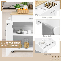 Rullbar köksö med förvaring och justerbar hylla