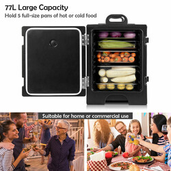 Isoleringslåda 77L för mattransport svart 5 brickor