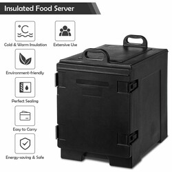 Isoleringslåda 77L för mattransport svart 5 brickor