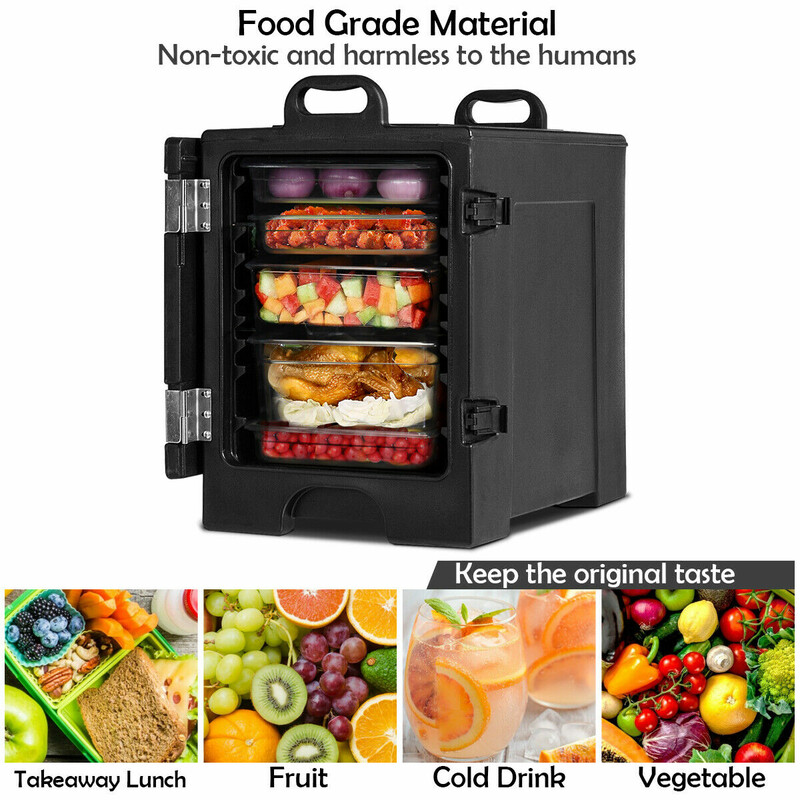 Isoleringslåda 77L för mattransport svart 5 brickor