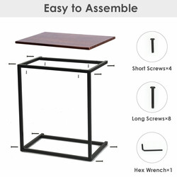 Industriellt sidobord laptopbord i metall och trä kaffe