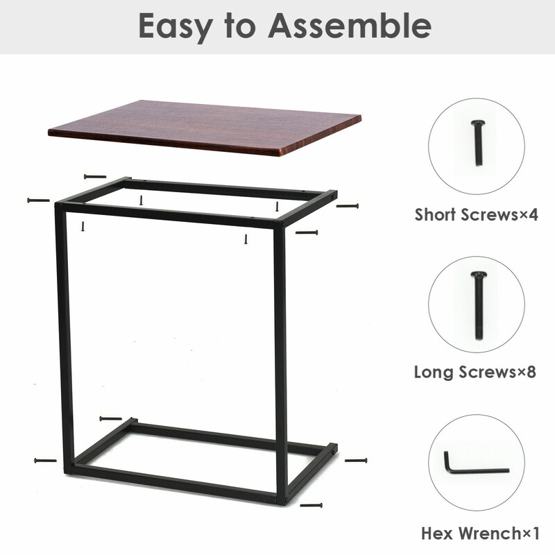 Industriellt sidobord laptopbord i metall och trä kaffe