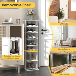 Skohylla i trä med 8 hyllor vit förvaring