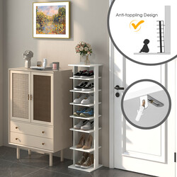 Skohylla i trä med 8 hyllor vit förvaring