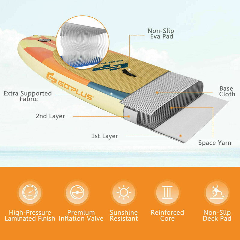 Uppblåsbar sup-bräda med justerbar paddel och bärväska