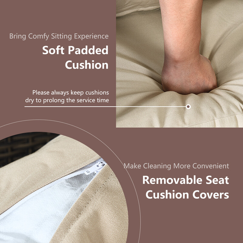 3-delat terrass-set i rotting med kuddar och bord