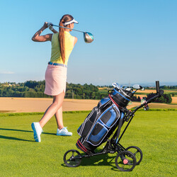 3-hjulig hopfällbar golfvagn i aluminium svart