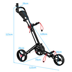 3-hjulig hopfällbar golfvagn i aluminium svart