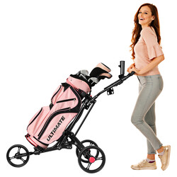 3-hjulig hopfällbar golfvagn i aluminium svart