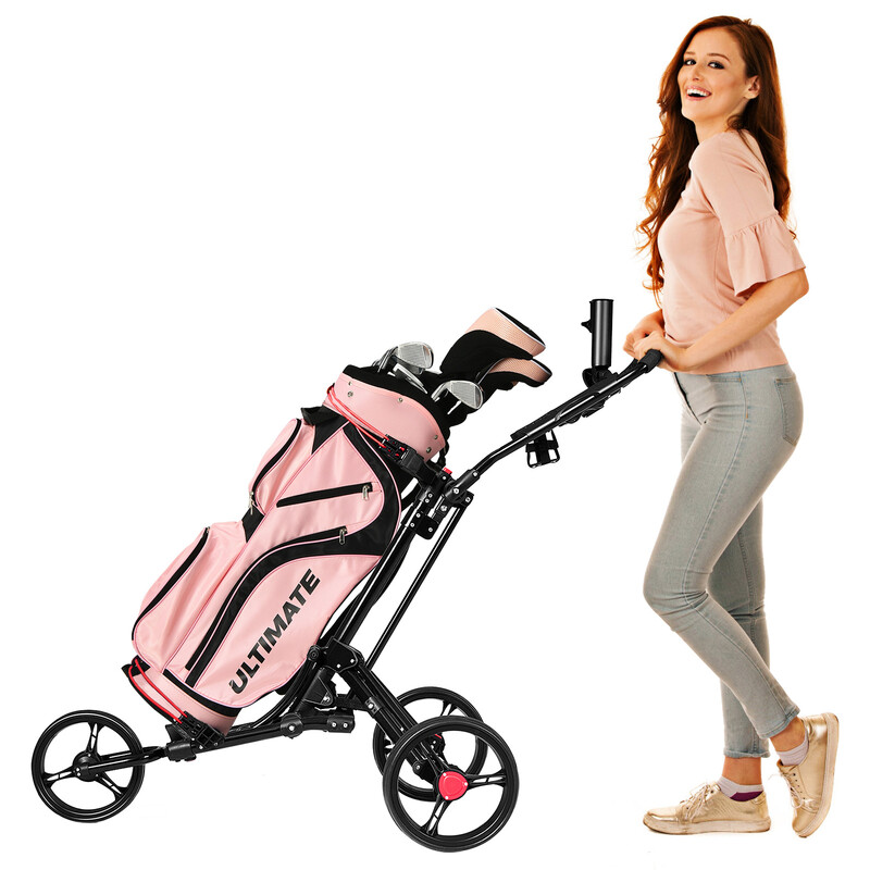 3-hjulig hopfällbar golfvagn i aluminium svart