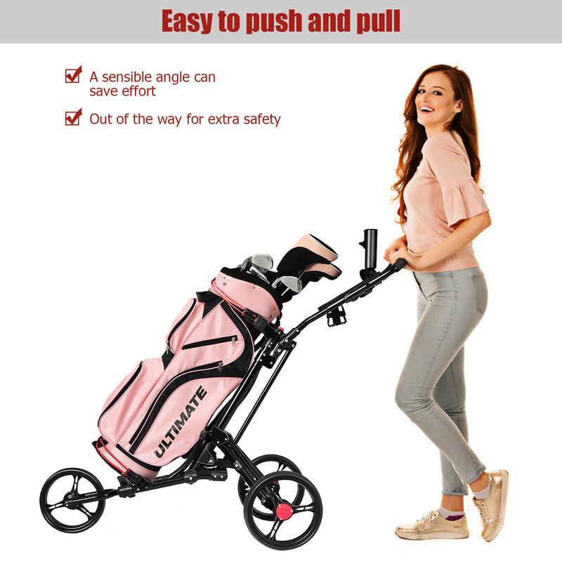 3-hjulig hopfällbar golfvagn i aluminium svart