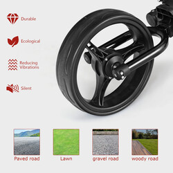 3-hjulig hopfällbar golfvagn i aluminium svart