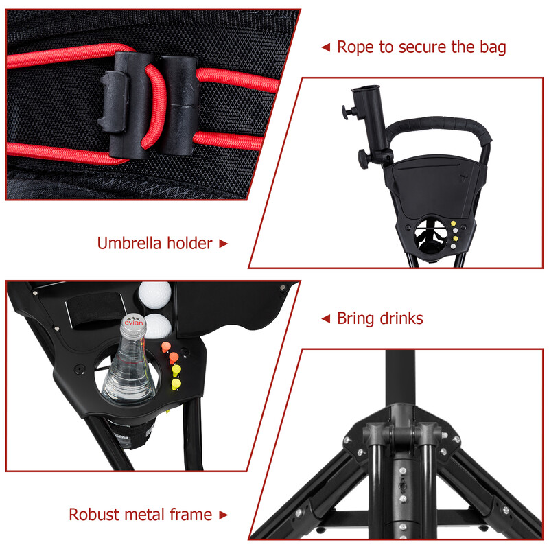 3-hjulig hopfällbar golfvagn i aluminium svart