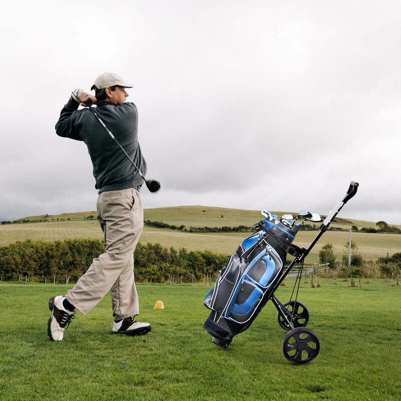 Hopfällbar tvåhjulig golftrolley med resultattavla svart