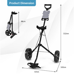 Hopfällbar tvåhjulig golftrolley med resultattavla svart