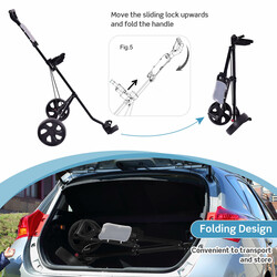 Hopfällbar tvåhjulig golftrolley med resultattavla svart