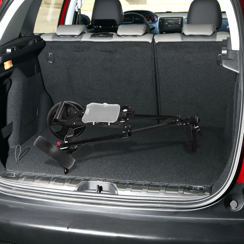 Hopfällbar tvåhjulig golftrolley med resultattavla svart