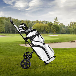 Hopfällbar tvåhjulig golftrolley med resultattavla svart