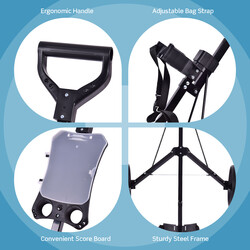 Hopfällbar tvåhjulig golftrolley med resultattavla svart