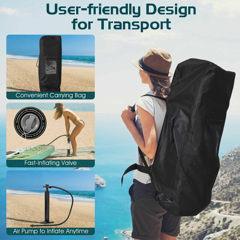 Uppblåsbar SUP-bräda med paddel 320x76x15 cm grön