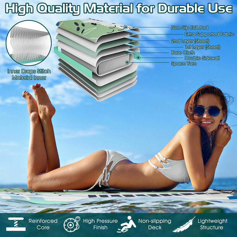 Uppblåsbar SUP-bräda med paddel 320x76x15 cm grön