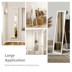 2 i 1 helkroppsspegel med vit träram 37x155 cm