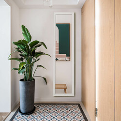 2 i 1 helkroppsspegel med vit träram 37x155 cm