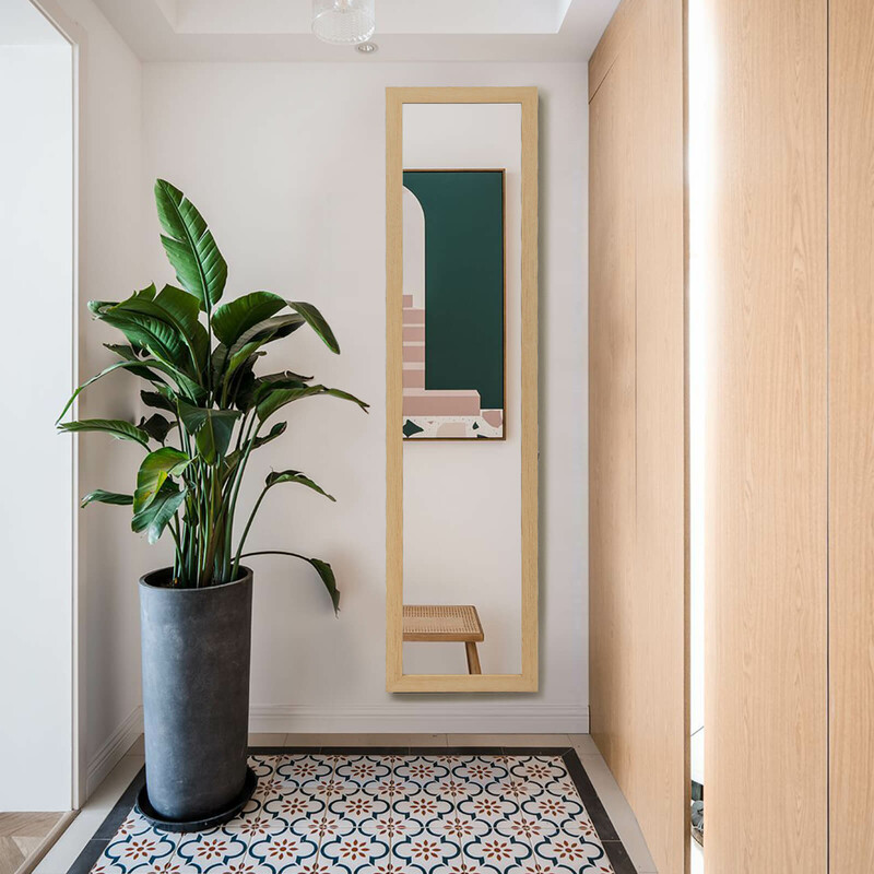 2 i 1 helkroppsspegel med träram 37x155 cm