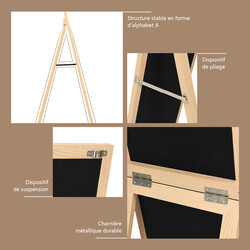 2 i 1 helkroppsspegel med träram 37x155 cm