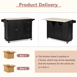 Rullbar köksvagn med fällbar arbetsyta och förvaring svart